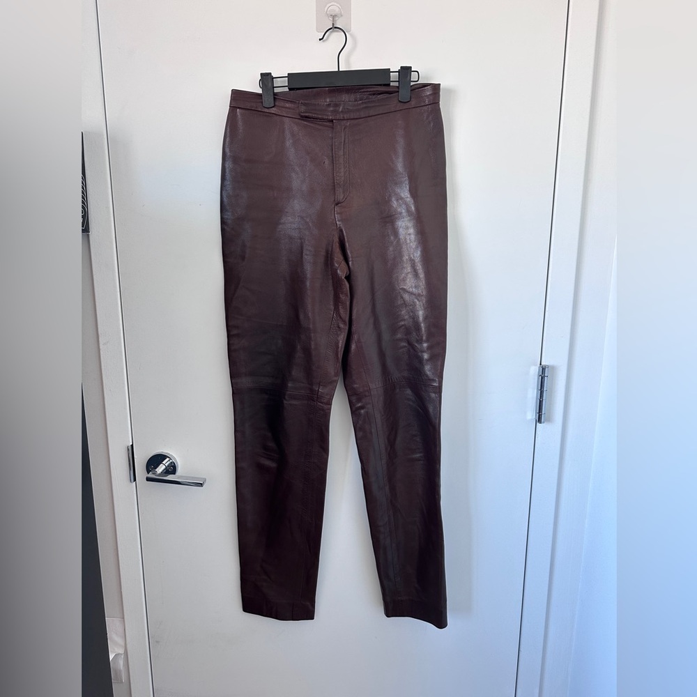 Ralph Lauren Collection Dark Brown Leather Pants